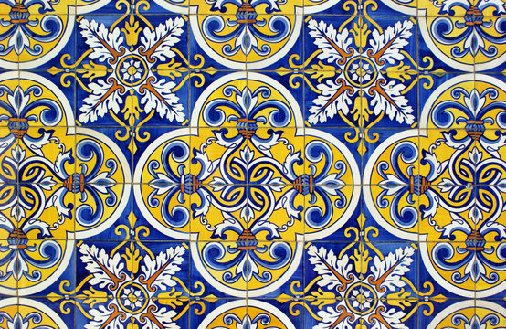 Traditional tiles in Santa Eulalia church, Pacos de Ferreira, north of Portugal