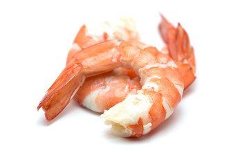Shrimp and prawn isolated on white background. Seafood cuisine image for menu restaurant