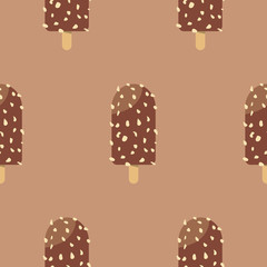 Almond Chocolate Ice Cream Seamless Pattern Background Brown