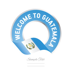 Welcome to Guatemala flag blue label logo icon