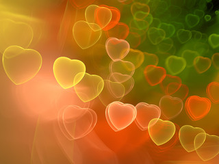 Abstract fractal heart bokeh background computer-generated image