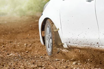Fotobehang Rally Car in dirt track © toa555