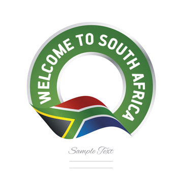 Welcome to South Africa flag green label logo icon
