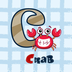 C is for crab. vector illustration