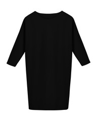 Classic black office business dress with long sleeves isolated on white