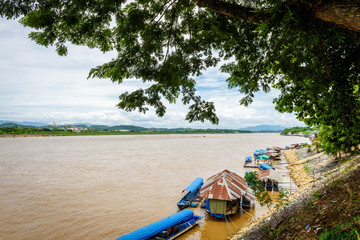 Boat for travel at Mekong river in the place named Golden Triangle