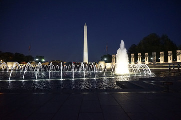 WWII memorial with Washington Monument