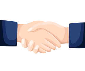 Shaking hands business vector illustration with abstract rays, symbol of success deal, happy partnership, greeting shake, casual handshaking. Web site page and mobile app design vector element.