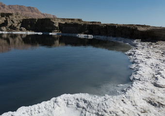 Dead sea panoramic view, sinkholes