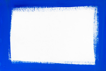 blue border painted on white paper