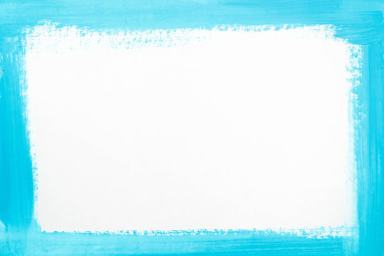 blue border painted on white paper