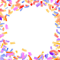 Bright abstract confetti circle explosion background. Falling isolated decorative festive paper particle