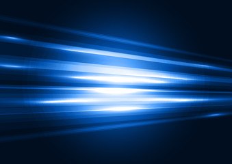 Modern blue transparent hi-tech speed of light abstract background template. Motion graphic trail. Night road concept