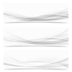 Modern abstract transparent halftone lines header set. Futuristic soft swoosh wave web footer collection