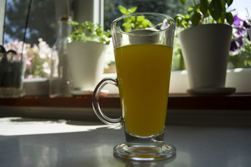Carbonated drink in a glass