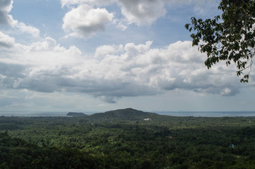 Wat Khao Tam Viewpoint with Lush Tropical Rain Forest and Ocean View on Koh Pha Ngan, Thailand