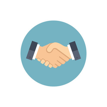 Business handshake / contract agreement. Flat style icon. Vector illustration