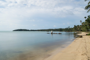 Beautiful Bay and Beach with Palms on Koh Pha Ngan, Thailand