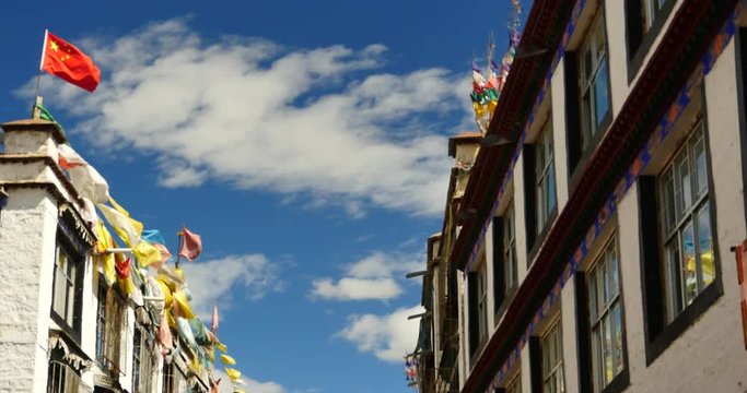 4k famous barkhor street building in lhasa,tibet.