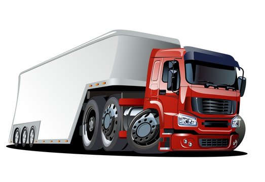 Vector Cartoon Semi Truck. Available EPS-10 vector format separated by groups and layers for esy edit