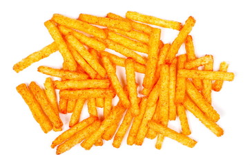 Gluten free pepper flavored potato chips isolated on white background