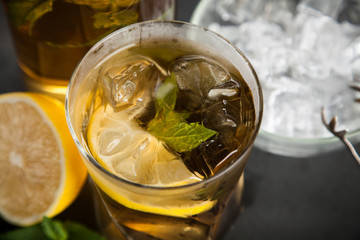 Ice tea with lemon and mint