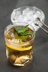Ice tea with lemon and mint
