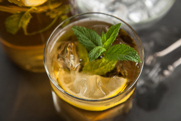 Ice tea with lemon and mint