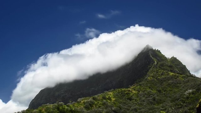 Wonderful cloud movement over mountains on Hiva Oa, Marquesas Islands, French Polynesia in the South Pacific