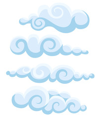Clouds sky vector illustration cartoon pattern collection set Web site page and mobile app design vector element.