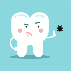 Cute cartoon healthy opposing tooth decay, dental vector Illustration for kids