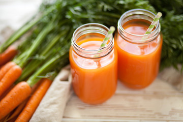 Fresh organic carrot juice