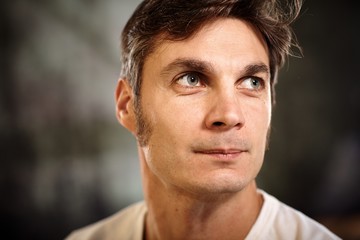 Fototapeta premium Closeup portrait of daydreaming man