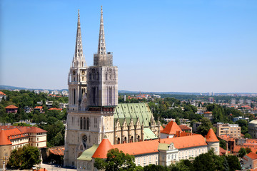 The Cathedral of the Assumption of the Blessed Virgin Mary - landmark in Zagreb, Croatia. 