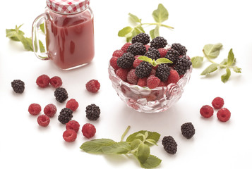 Berry with leaves on the table