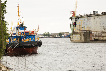 Shipyard industry, ship building,floating dry dock in shipyard