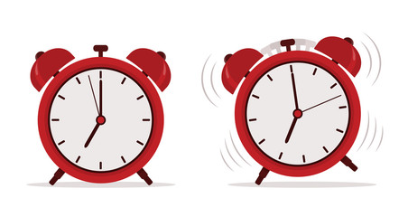 Alarm clock in flat style. Vector illustration. 
 - obrazy, fototapety, plakaty