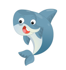 Cartoon dolphin swimming and looking - illustration for children
