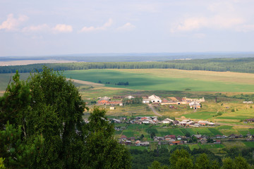 Fototapeta premium Summer landscape, view from the mountain.