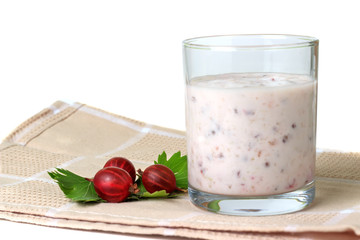 Smoothies with berries gooseberry on serviette