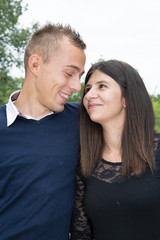 young couple in love having fun and enjoying the beautiful nature