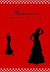  Flamenco dancing silhouette. Spanish culture.