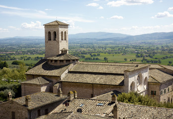 View of the Tiber valley from the fortress at Assisi, Italy, Spring 2017. - 163285900