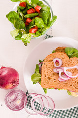 Veggie toast with avocado.