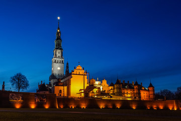 Night view on the Jasna Gora Monastery in Czestochowa, Silesia, Poland