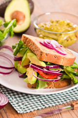 Veggie toast with avocado.