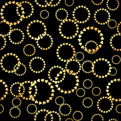 Seamless pattern with gold heart round swirls. vector illustration