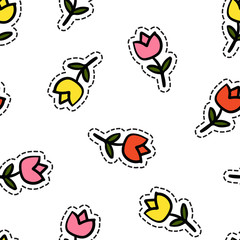 Tulip Seamless Pattern Vector