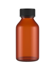 blank glass bottle isolated on white background, 3D rendering