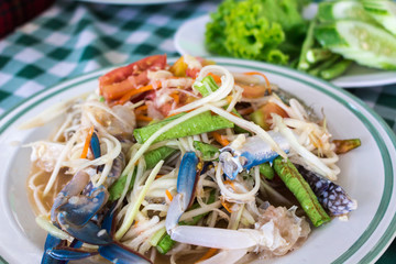 タイ料理・ソムタム・パパイヤサラダ・海・ワタリガニ